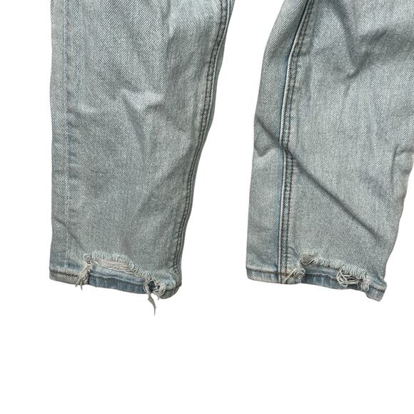 American Eagle AE Mom Jean Destroyed Ripped Denim Tapered Mid Rise Light Wash 00 - Picture 5 of 9